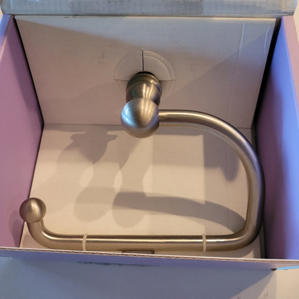 NIB Satin Nickel Solid Brass Towel holder one only